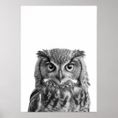 Poster Owl Woodland Modern Portrait noir blanc (Devant)