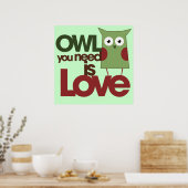 Poster Owl you need is love (Cuisine)