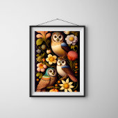 Poster Owls & Flowers | Modern Haeckel