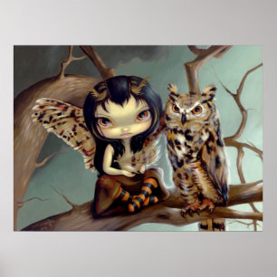 Poster Owlyn ART IMPRIMER hibou imaginaire féerique