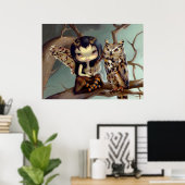 Poster Owlyn ART IMPRIMER hibou imaginaire féerique (Bureau à domicile)