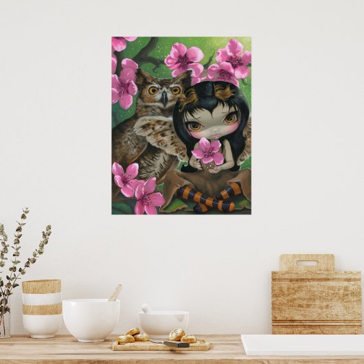 Poster Owlyn au printemps ART IMPRIMER Chouette Fée Print (Cuisine)