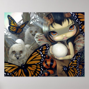 Poster Owlyn in the Nest ART IMPRIMER hiboux fée hatchlin