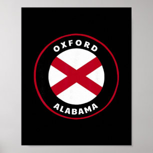 Poster Oxford Alabama Al Drapeau de l'État Badge Vacances