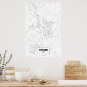 Poster Oxford, Angleterre (noir sur blanc) (Cuisine)