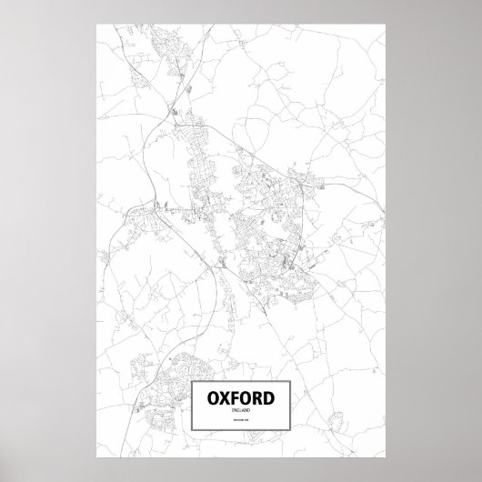 Poster Oxford, Angleterre (noir sur blanc) (Devant)