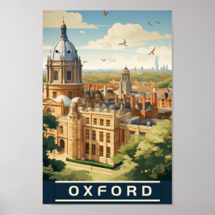 Poster Oxford Angleterre Royaume-Uni Vintage célèbre Trav