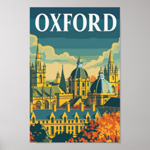 Poster Oxford Angleterre Vintage célèbre Travel Place
