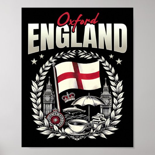Poster Oxford England Flag Souvenir Oxford Vacation (Devant)