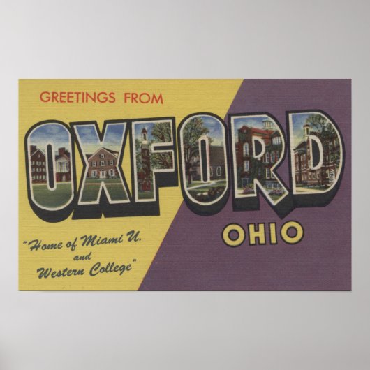Poster Oxford, Ohio - Miami U & Western College (Devant)