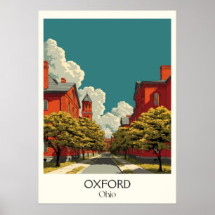Poster Oxford Ohio Miami University Red Hawks College Tow