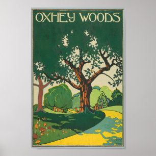Poster Oxhey Woods, Vintage voyage de Hertfordshire