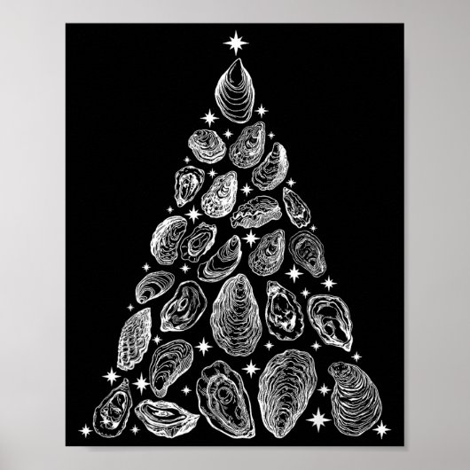 Poster Oyster Christmas Tree Seafood Shellfish Holiday Be (Devant)