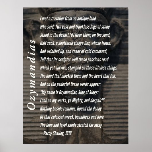 Poster Ozymandias Poem by Percy Shelley 1819 (Devant)
