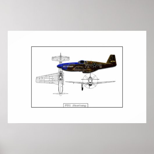 Poster P51 Mustang (Devant)