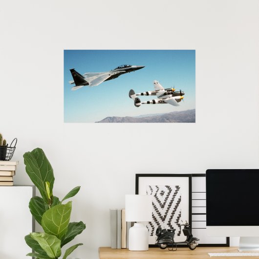 Poster P-38 Éclair F-15 Aigle (Bureau à domicile)