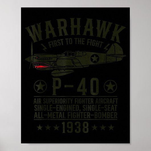 Poster P-40 Warhawk Avion De Chasse De La Seconde Guerre (Devant)