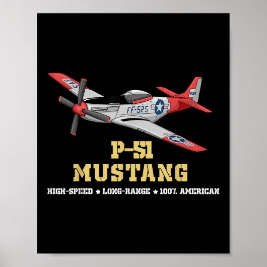 Poster P-51 Mustang Bombe De Combat De La Seconde Guerre  (Devant)