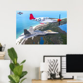 Poster P-51B MUSTANG et F-22A RAPTOR (Bureau à domicile)
