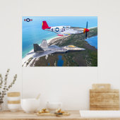 Poster P-51B MUSTANG et F-22A RAPTOR (Cuisine)