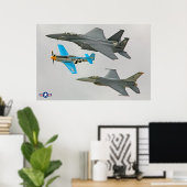 Poster P-51D, F-16C et F-15E (Bureau à domicile)