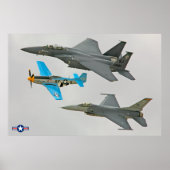 Poster P-51D, F-16C et F-15E (Devant)