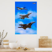 Poster P-51D, F-16C et F-15E (Cuisine)