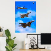 Poster P-51D, F-16C et F-15E (Bureau à domicile)
