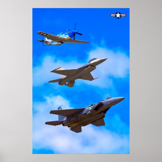 Poster P-51D, F-16C et F-15E (Devant)