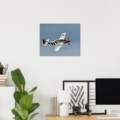 Poster P-51D Mustang Fighter avec marquage D-Day volant (Bureau à domicile)