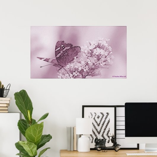 Poster © P Wherrell Papillon contemporain sur buddleia (Bureau à domicile)