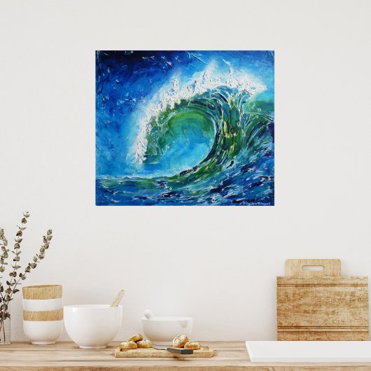 Poster © P Wherrell Peinture à l'huile d'art vague océan  (Cuisine)