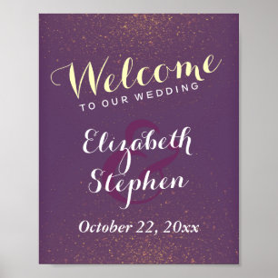 Poster Paars goud en glitter Sparkle Wedding Sign