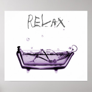 Poster - Paarse Relax X-Ray Skeleton Bath Time