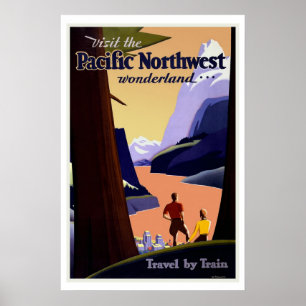 Poster Pacific Northwest Wonderland Vintage voyage améric