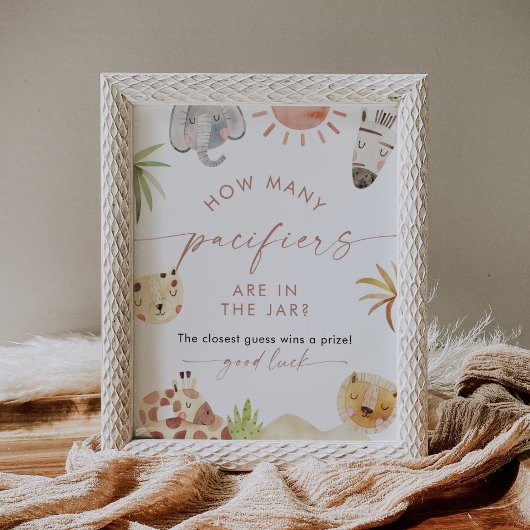 Poster Pacificateurs SAFARI dans Jar Baby shower jeu