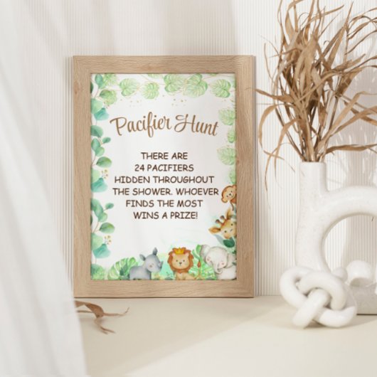 Poster Pacifier Chasse Safari Thème animal Jeu Signe de j