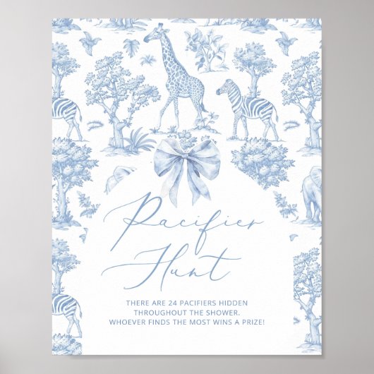 Poster Pacifier Hunt Toile de Jouy Safari animals (Devant)