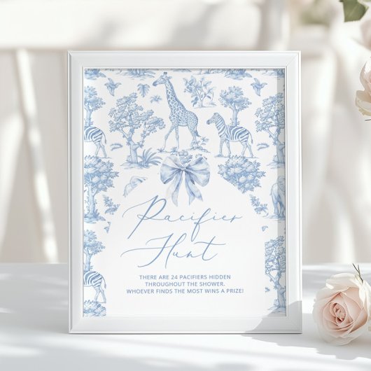 Poster Pacifier Hunt Toile de Jouy Safari animals