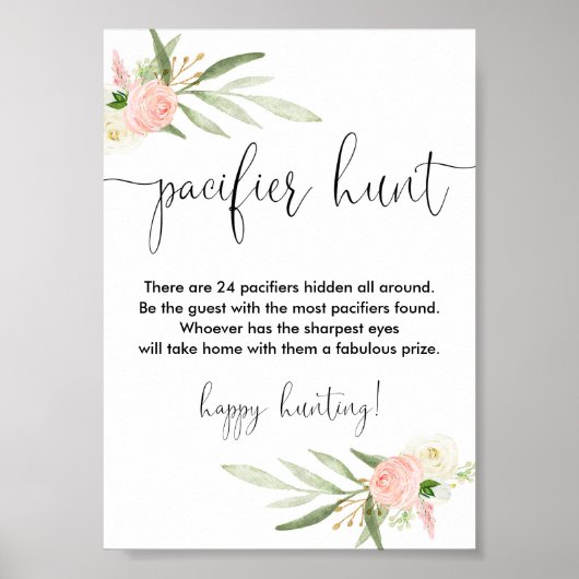 Poster Pacifique chasse baby shower signe de jeu or rose (Devant)