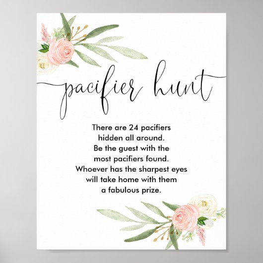 Poster Pacifique chasse baby shower signe de jeu or rose (Devant)