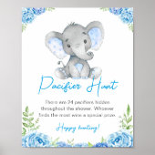 Poster Pacifique Chasse Blue Boy Elephant Baby shower Ara (Devant)