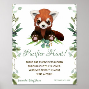 Poster Pacifique Chasse Jeu Baby shower Signal Panda Roug