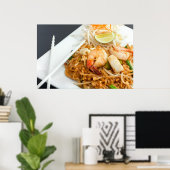 Poster Pad de fruits de mer Noodles de riz frits Thai (Bureau à domicile)