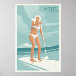 Poster Paddleboarding le Lac Washington
