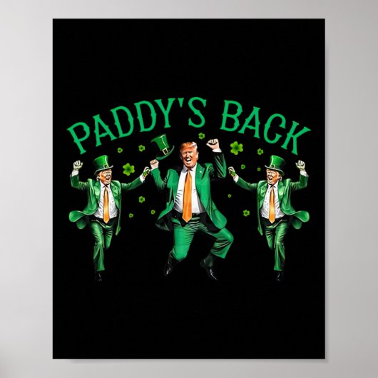 Poster Paddy's Back Funny Trump Danser la Saint Patrick's (Devant)