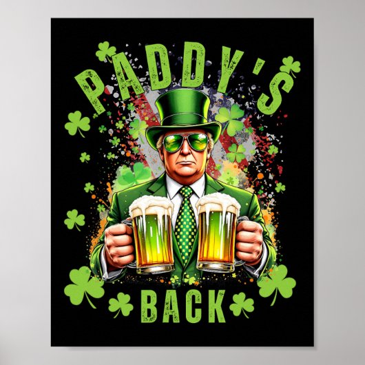 Poster Paddy's Back Funny Trump Jour de la Saint Patrick (Devant)