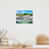 Poster Padstow harbour in Cornwall UK, watercolour. (Cuisine)