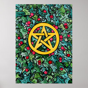 Poster Pagan Yule Pentagram