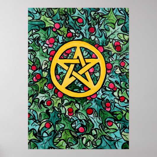 Poster Pagan Yule Pentagram (Devant)